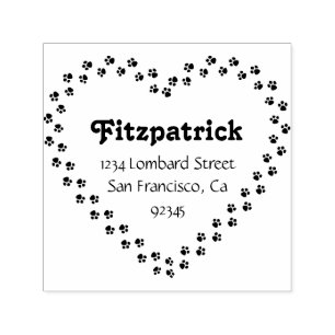 Cute Paw Print Heart Return Address Self-inking Stamp