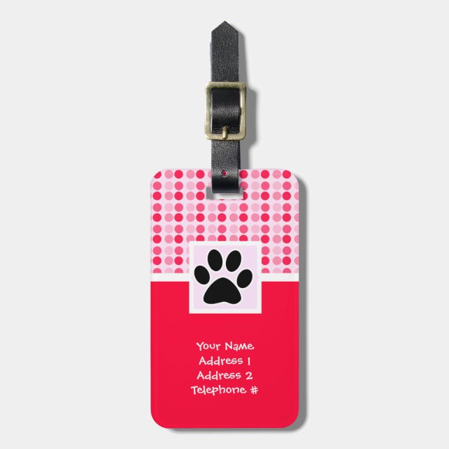 Cute Paw Print Luggage Tag (Front Vertical)