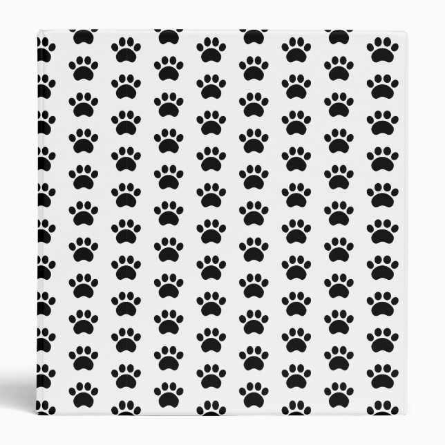 Cute Paw Print Pattern 3 Ring Binder (Front)