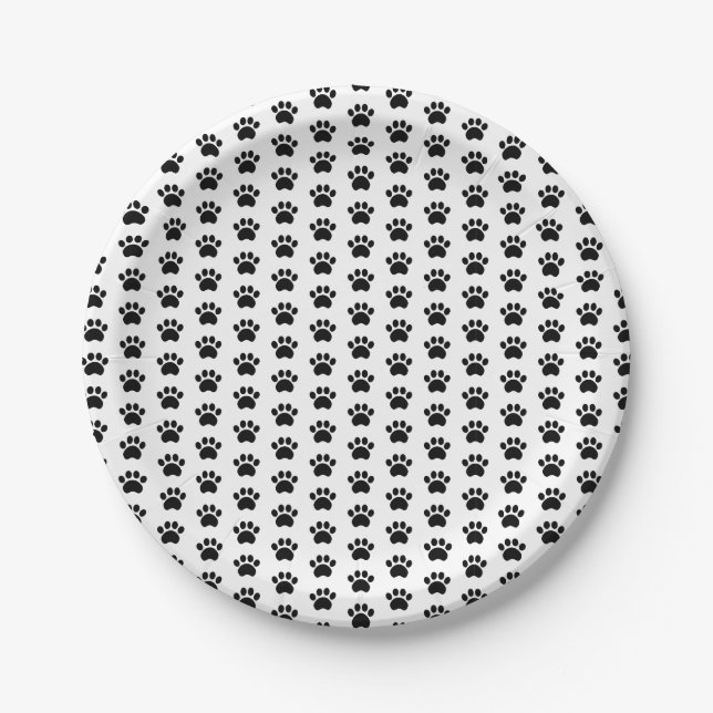 Cute Paw Print Pattern Paper Plates (Front)