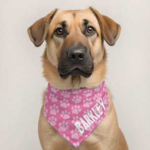 Cute Paw Print Pattern with Dog Name Pet Bandana Collar