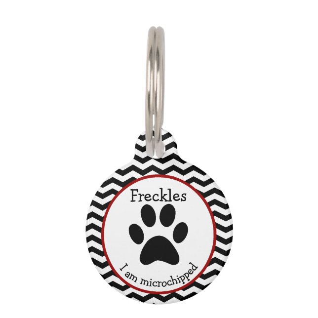 Cute Paw Print Personalized Pet Tag (Front)