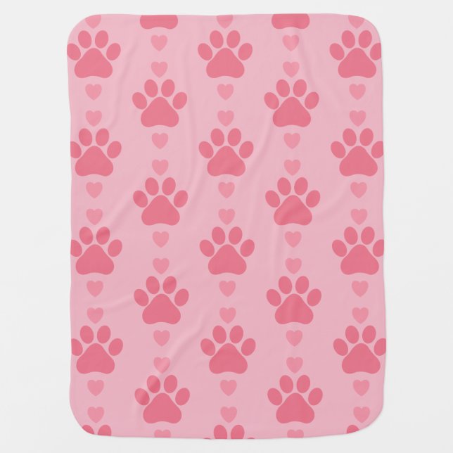 Cute Paw Print Receiving Blanket (Front)