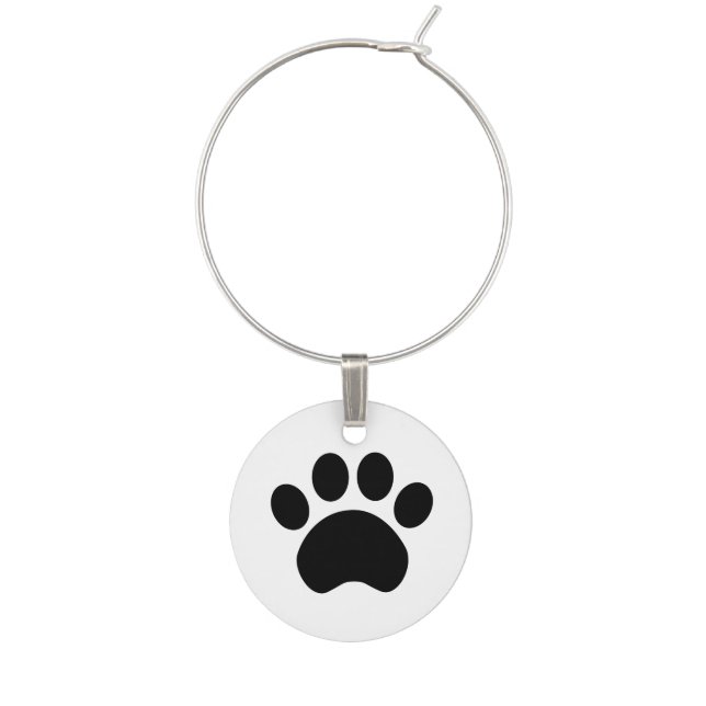 Cute Paw Print Wine Charm (Front)