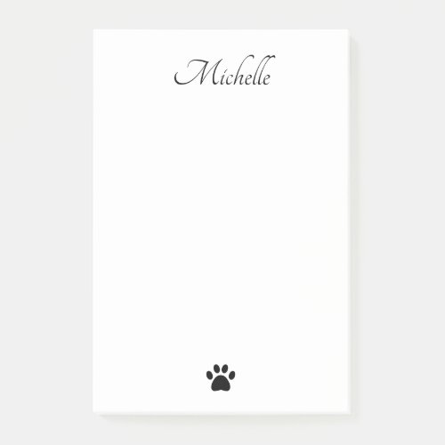 Cute Paw Prints Black White Personalized Post_it Notes
