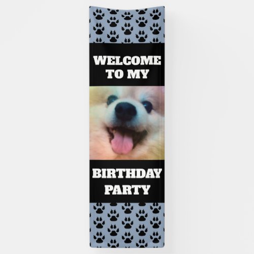 Cute Paw Prints Custom Dog Birthday Photo  Banner