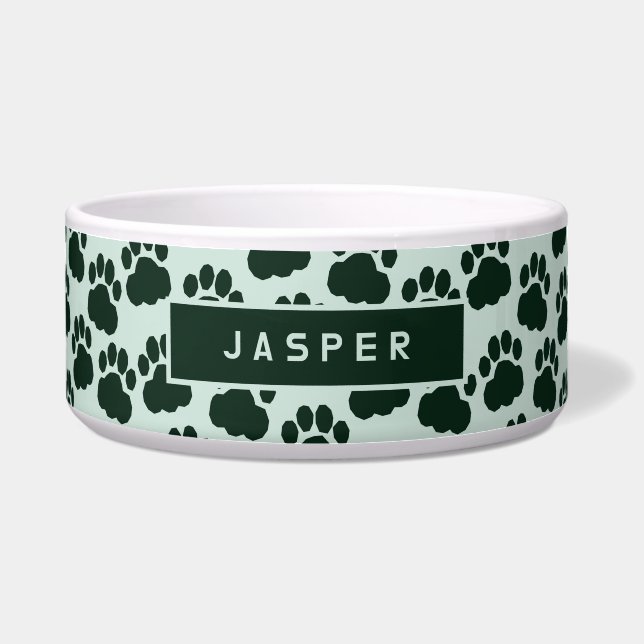 Cute Paw Prints Customizable Pet Bowl (Front)