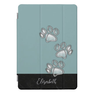 Cute Paw Prints Dog Lover Teal iPad Pro Cover