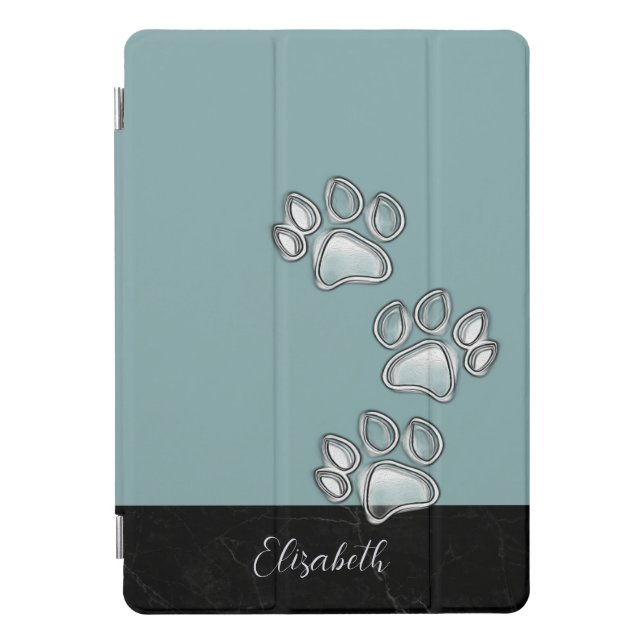 Cute Paw Prints Dog Lover Teal iPad Pro Cover (Front)