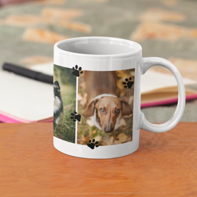 Cute Paw Prints Four Pet Photos Coffee Mug (Creator Uploaded)