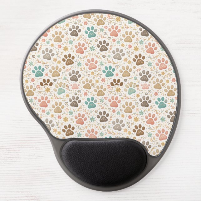 Cute Paw Prints Gel Mouse Pad (Front)