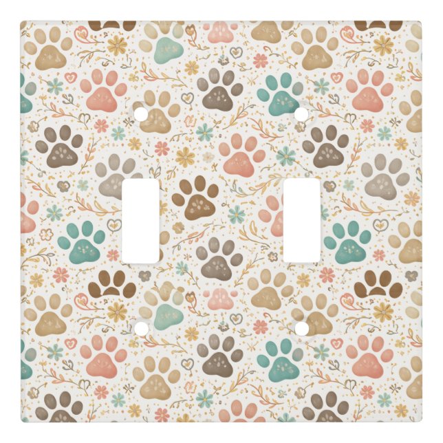 Cute Paw Prints Light Switch Cover (Front)