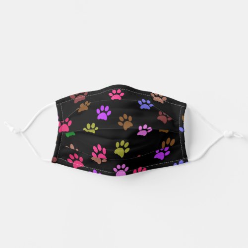 Cute Paw Prints Pattern Black Adult Cloth Face Mask