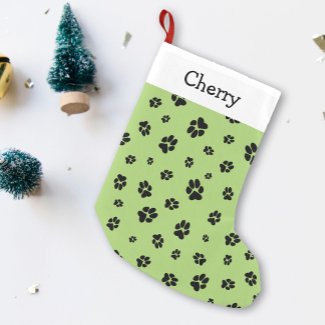 Cute Paw prints Pattern Green Pet Name