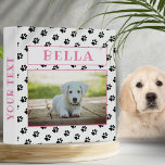 Cute Paw Prints Pink Keepsake Pet Dog Photo Album 3 Ring Binder<br><div class="desc">Memory Keepsake Pet Dog Photo Album Binder. The binder has a photo of a pet, pet`s name in pink color and pattern of dog paw prints. Personalize with your dog or any other pet photo and your dog or pet name and change or erase the text on the spine. A...</div>