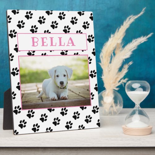 Cute Paw Prints Pink Keepsake Pet Dog Photo Plaque