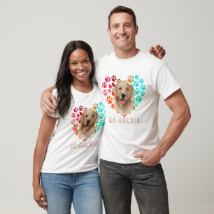Cute paw Rainbow gradient Heart golden Dog Pet T-Shirt
