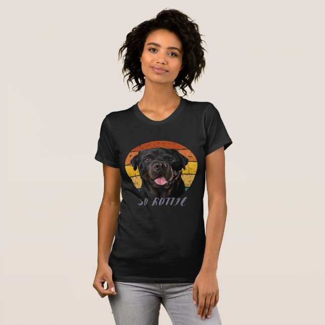 Cute paw Retro Heart Rottie Dog Pet Animals rottwe T-Shirt (Front Full)