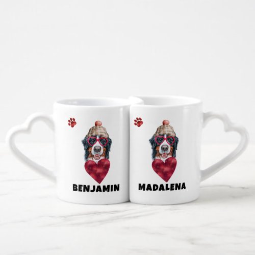 Cute Paws Bernese Mountain Valentines Day Gift Dog Coffee Mug Set