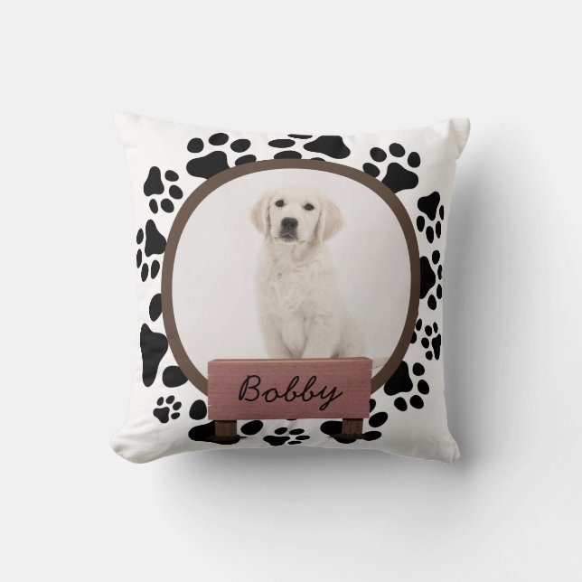  cute paws christmas holiday Custom Dog Photo  Throw Pillow (Front)