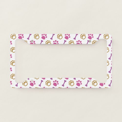 Cute Paws Doggie Bones License Plate Frame