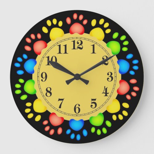 Cute Paws Pattern Wall Clock