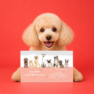 Cute Paws Watercolor Dogs Business Card
