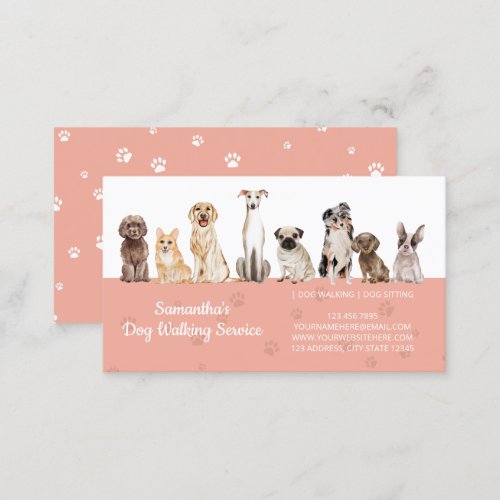 Cute Paws Watercolor Dogs Business Card