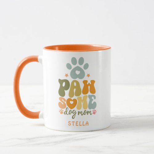 Cute Pawsome Retro Dog Mom Mug