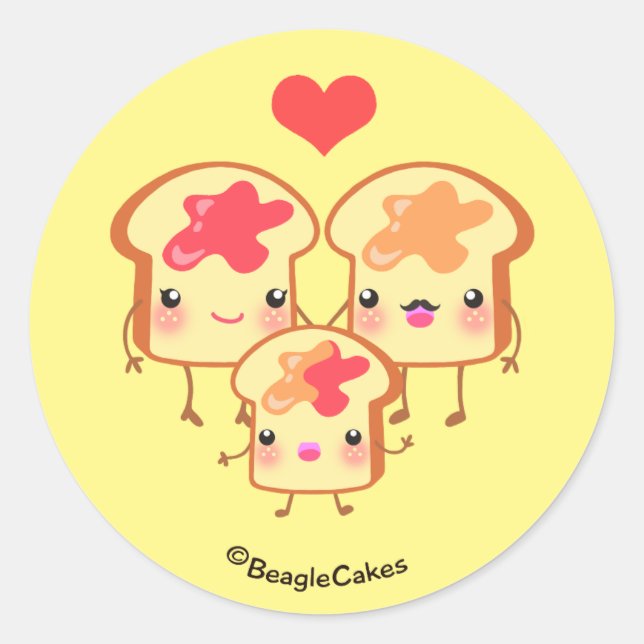 Cute PB & J Sandwich Family Sticker (Front)