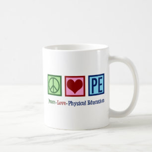 Cute PE Teacher Peace Love Physical Education Coffee Mug