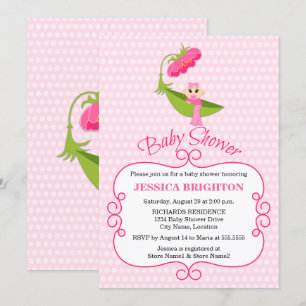 Cute Pea Pod Brown Eyes Baby Shower Invitation