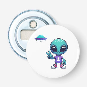 Cute Peace Alien & Space Ship Bottle Opener
