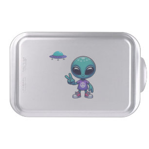Cute Peace Alien & Space Ship Cake Pan