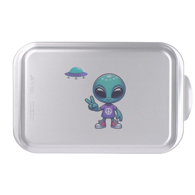 Cute Peace Alien & Space Ship Cake Pan (Front)