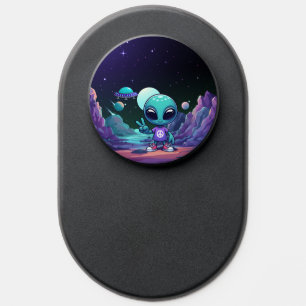 Cute Peace Alien & Space Ship PopSocket