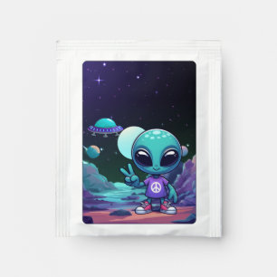 Cute Peace Alien & Space Ship Tea Bag Drink Mix