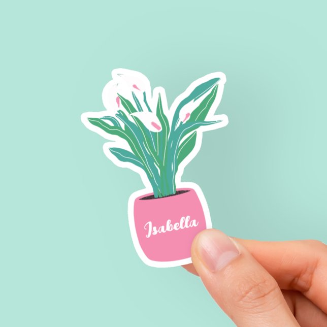 Cute Peace Lily Houseplant Name Sticker (Creator Uploaded)