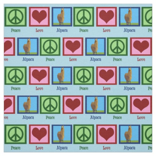 Cute Peace Love Alpaca Fabric