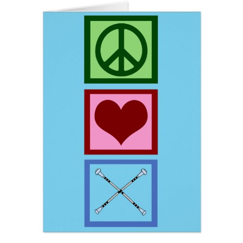 Cute Peace Love Baton Twirling Blue Card