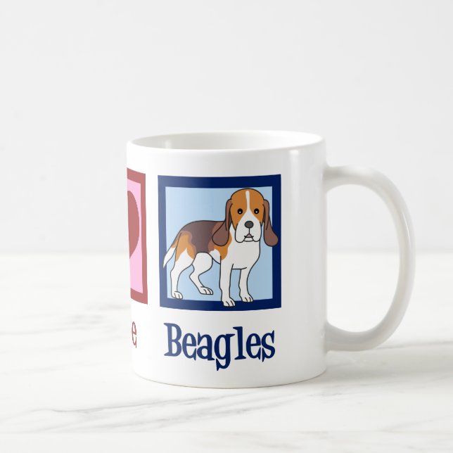 Cute Peace Love Beagles Coffee Mug (Right)
