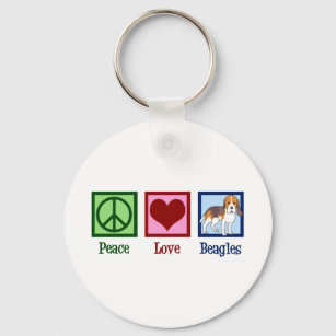 Cute Peace Love Beagles Keychain