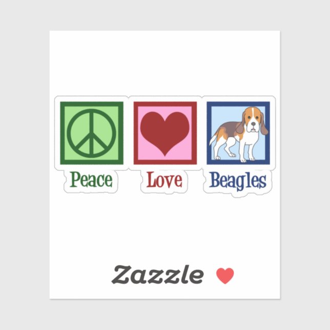 Cute Peace Love Beagles Sticker (Sheet)