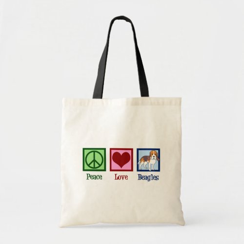 Cute Peace Love Beagles Tote Bag