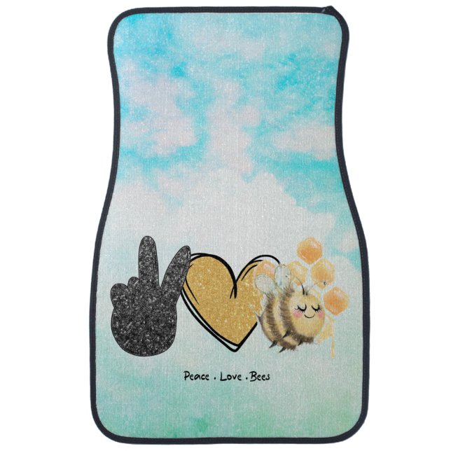 Cute Peace Love Bees  Car Floor Mat (Front)