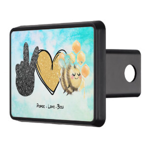 Cute Peace Love Bees   Hitch Cover