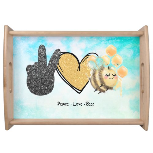 Cute Peace Love Bees  Serving Tray