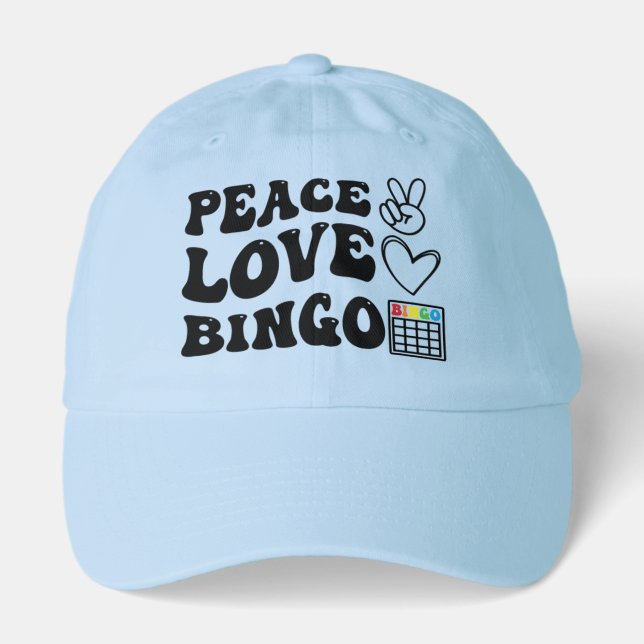 Cute peace love Bingo word art  Hat (Front)