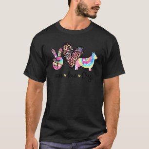 Cute Peace Love Corgi Tie dye Women Dog Mothers T-Shirt
