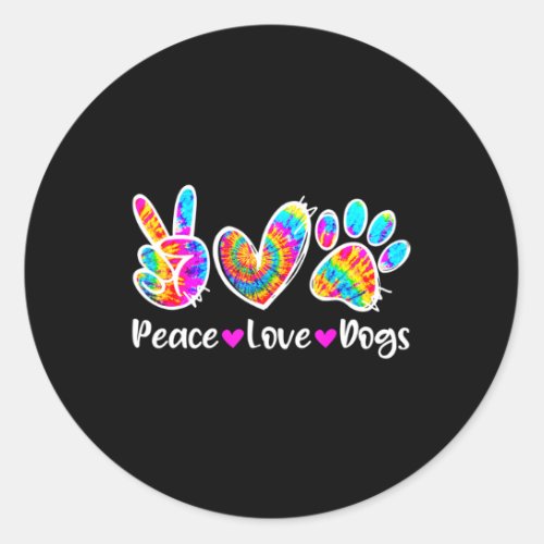 Cute Peace Love Dogs Tie Dye Dog Paw Dog Mom Mothe Classic Round Sticker